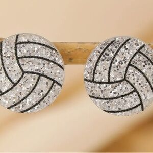 Glittering Silver Round Earrings